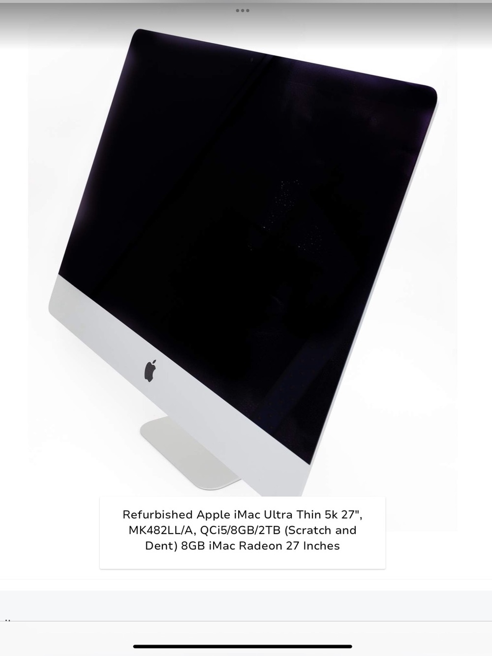 Refurbished iMac Ultra - 8GB RAM, 4 Cores - Black